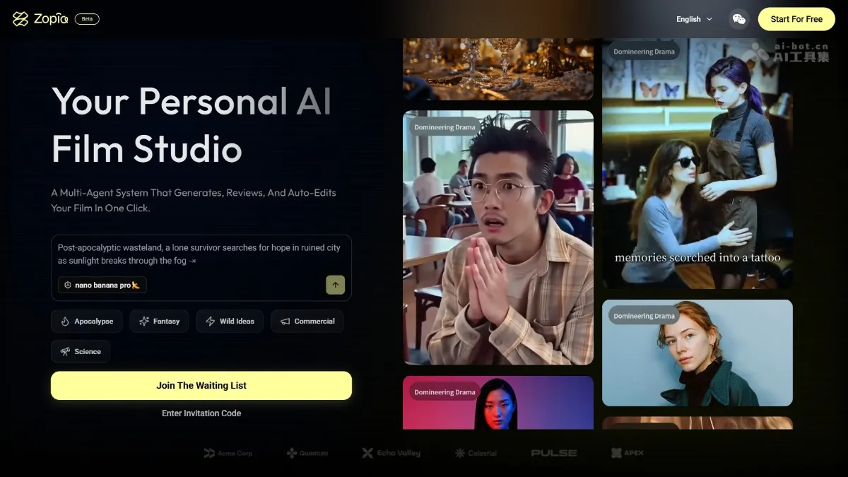 Zopia - An AI short drama creation agent that enables end-to-end production using natural language